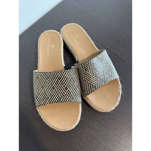 Tommy Bahama Womens Trevor Woven Slide Sandals Open Toe‎ Black 8 M Straw Shoes